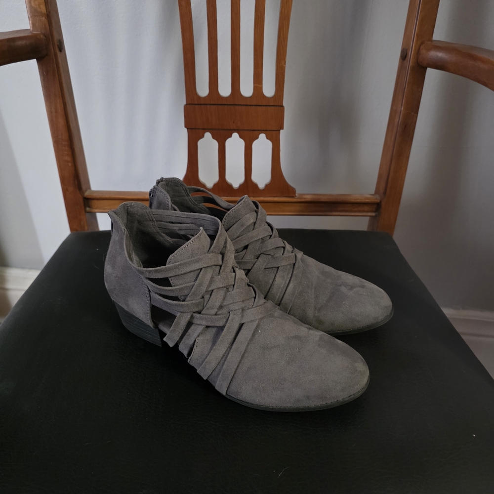 Strappy Gray Women's Ankle Booties